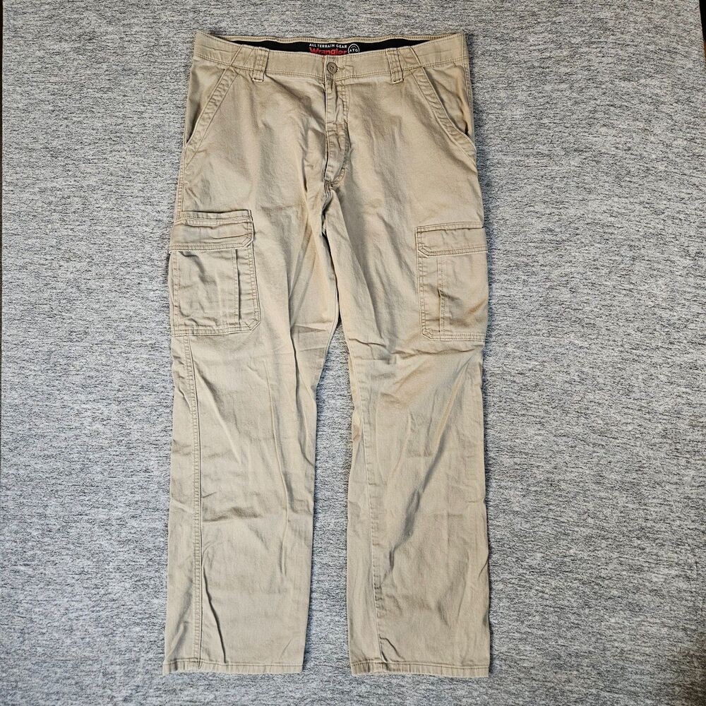 Wrangler ATG All Terrain Gear Cargo Pants Mens 37x31 Beige Cotton Blend Outdoor
